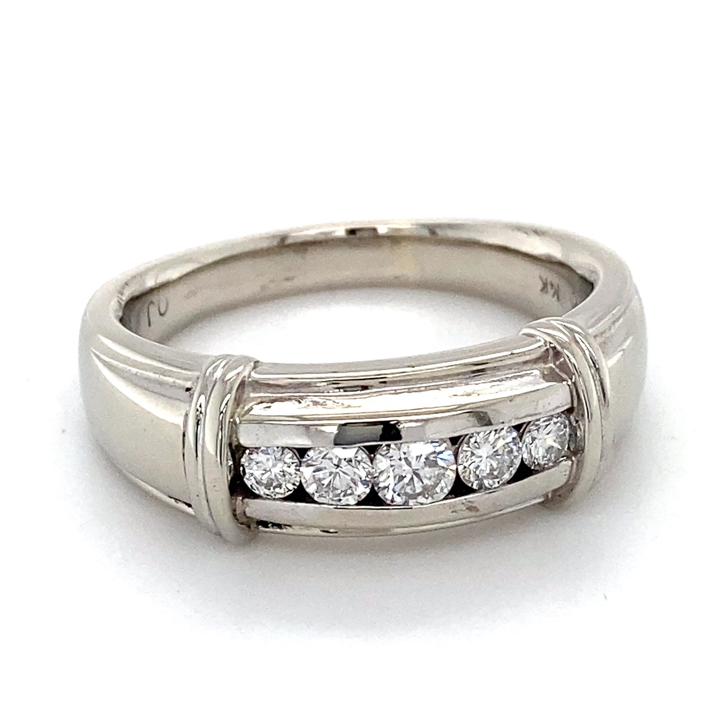 14K White Gold Diamond Unisex Fashion Ring; 7.8DWT: Size 11