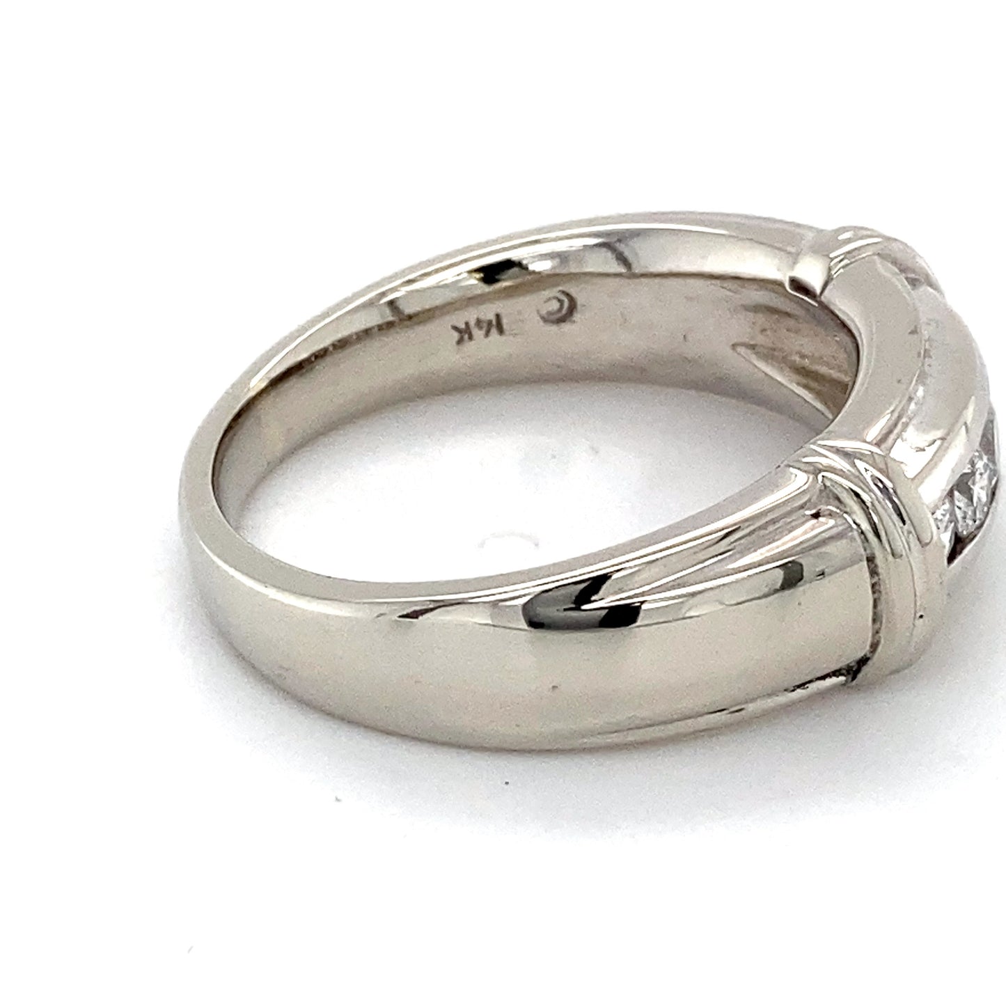 14K White Gold Diamond Unisex Fashion Ring; 7.8DWT: Size 11