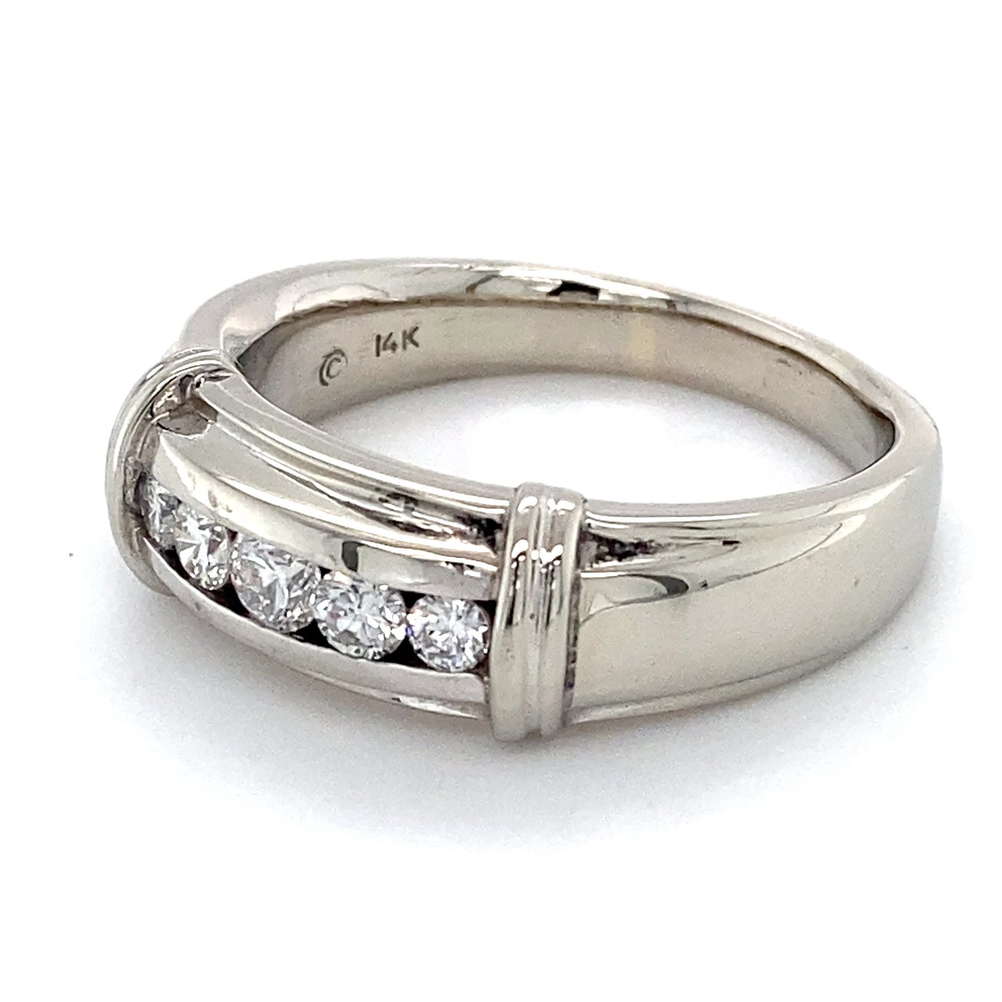 14K White Gold Diamond Unisex Fashion Ring; 7.8DWT: Size 11