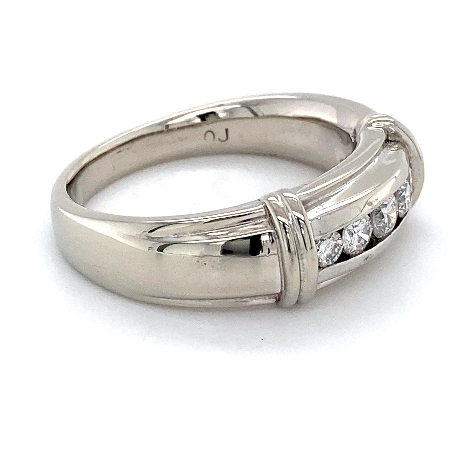 14K White Gold Diamond Unisex Fashion Ring; 7.8DWT: Size 11