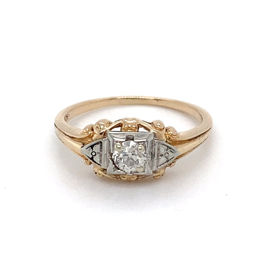 14K Yellow Gold Diamond Ring; 0.17CTW; Size 5; 1.8g