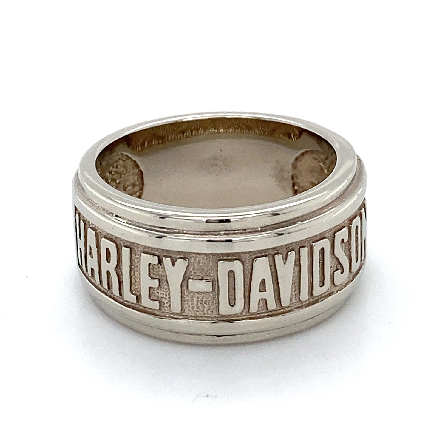10K White Gold Harley Davidson Gentleman's Ring; 6.2DWT; Size 7