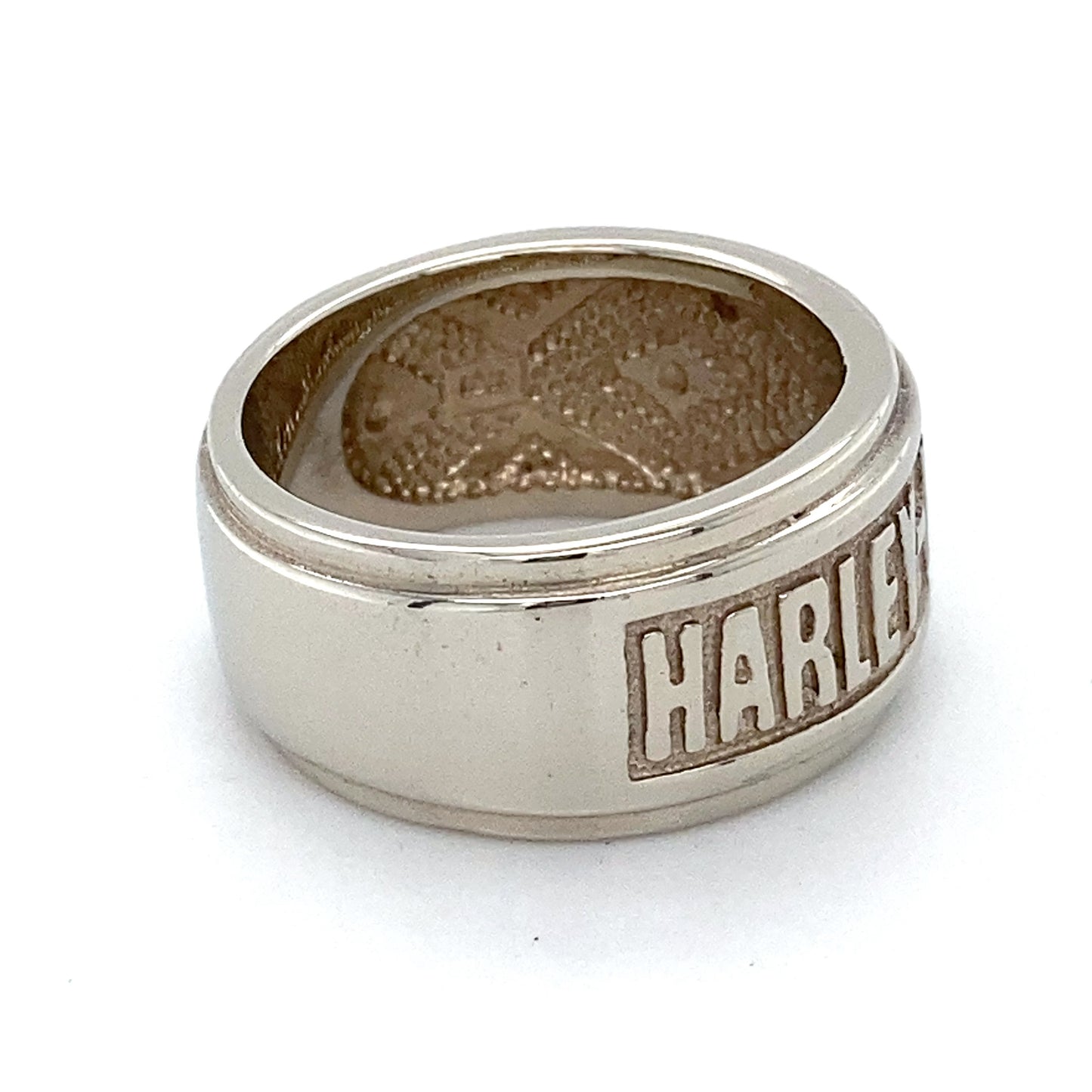 10K White Gold Harley Davidson Gentleman's Ring; 6.2DWT; Size 7