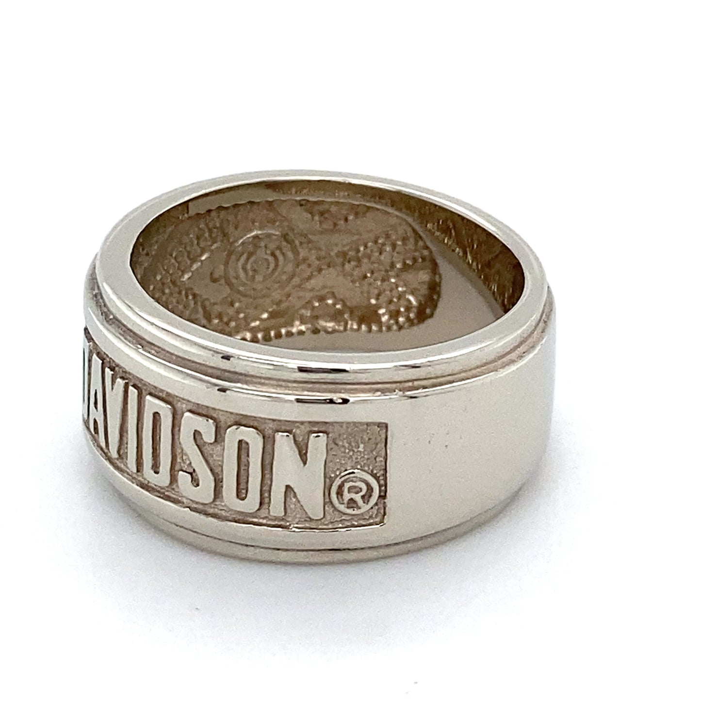 10K White Gold Harley Davidson Gentleman's Ring; 6.2DWT; Size 7