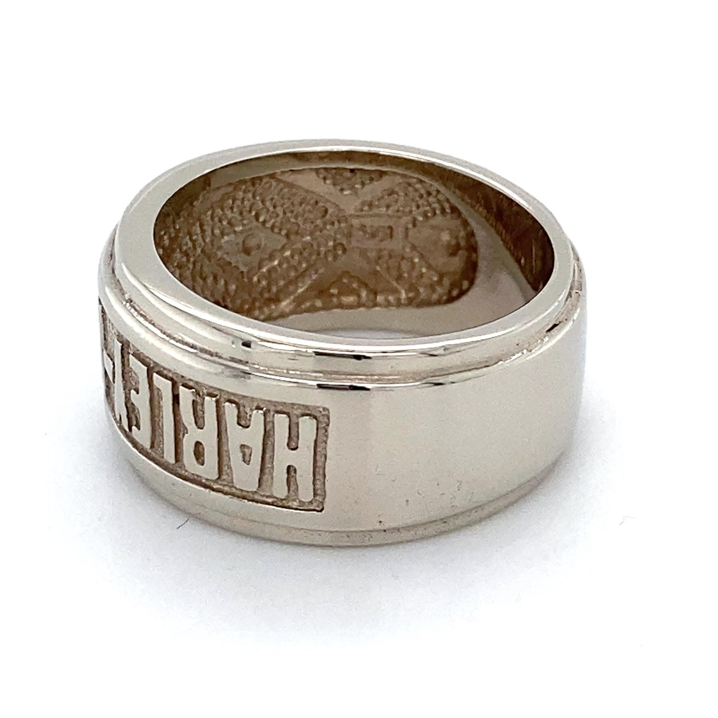 10K White Gold Harley Davidson Gentleman's Ring; 6.2DWT; Size 7