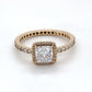14K Yellow Gold Pandora Square Sparkle Halo Ring; Size: 6; 1.5DWT