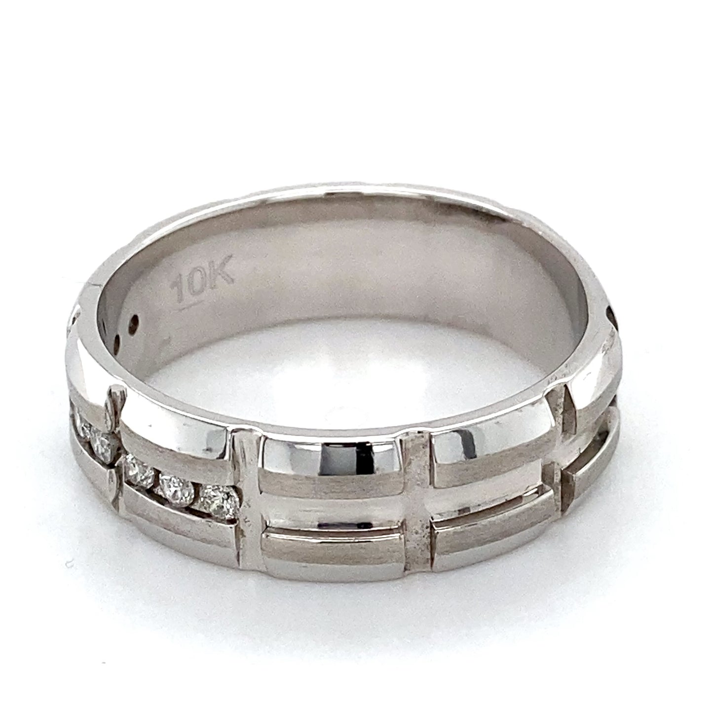 10K White Gold Diamond Gentleman's Ring; 4.8DWT; Size 11.5