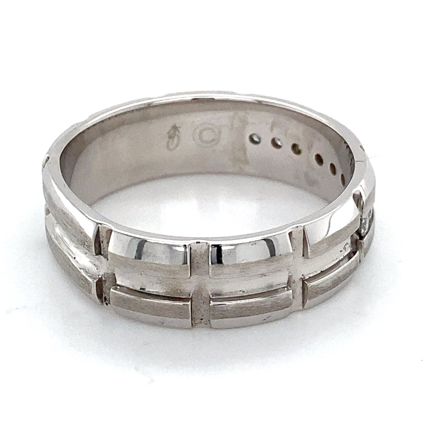 10K White Gold Diamond Gentleman's Ring; 4.8DWT; Size 11.5