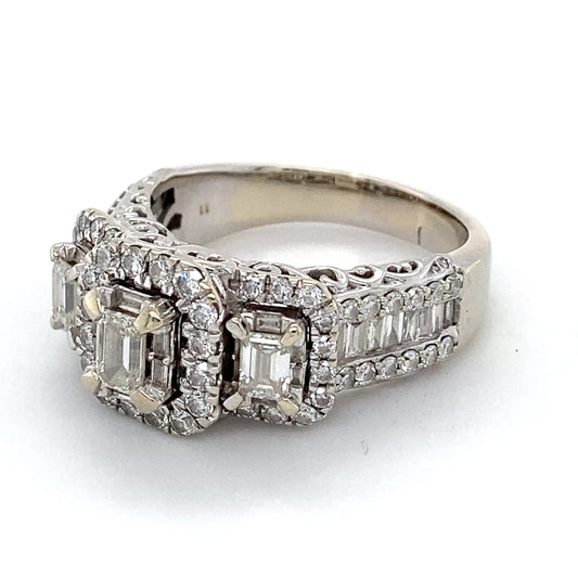 14K White Gold Diamond Ring; 1.20CTW; Size 9; 9.2g