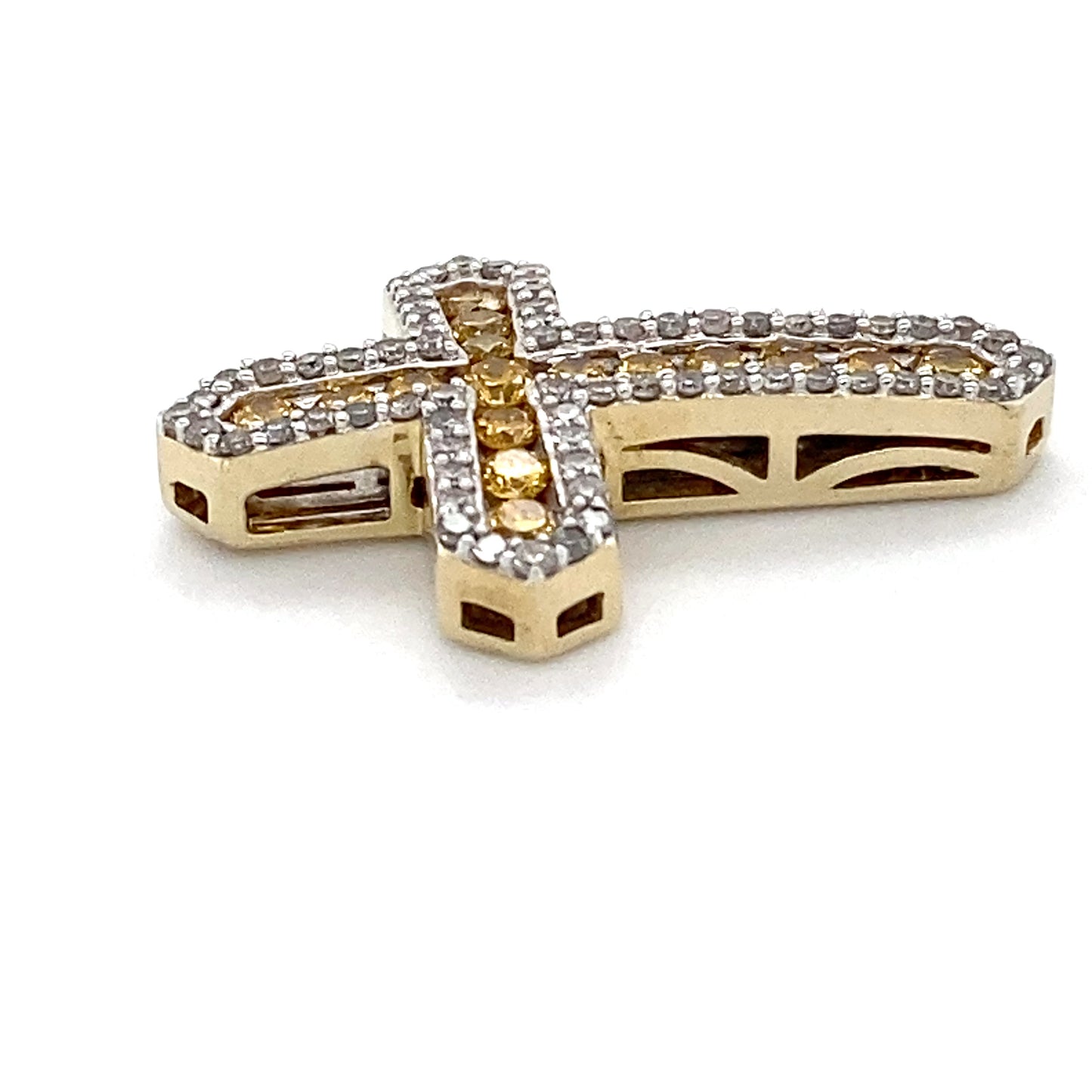 10K Yellow Gold Diamond Cross Pendant; 0.55CTW; 3.3g