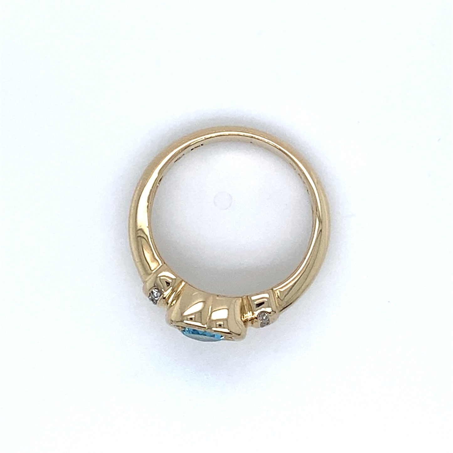 14K Yellow Gold Ring w/ Topaz + Diamonds 0.05CTW; Size 6.5; 5.5g