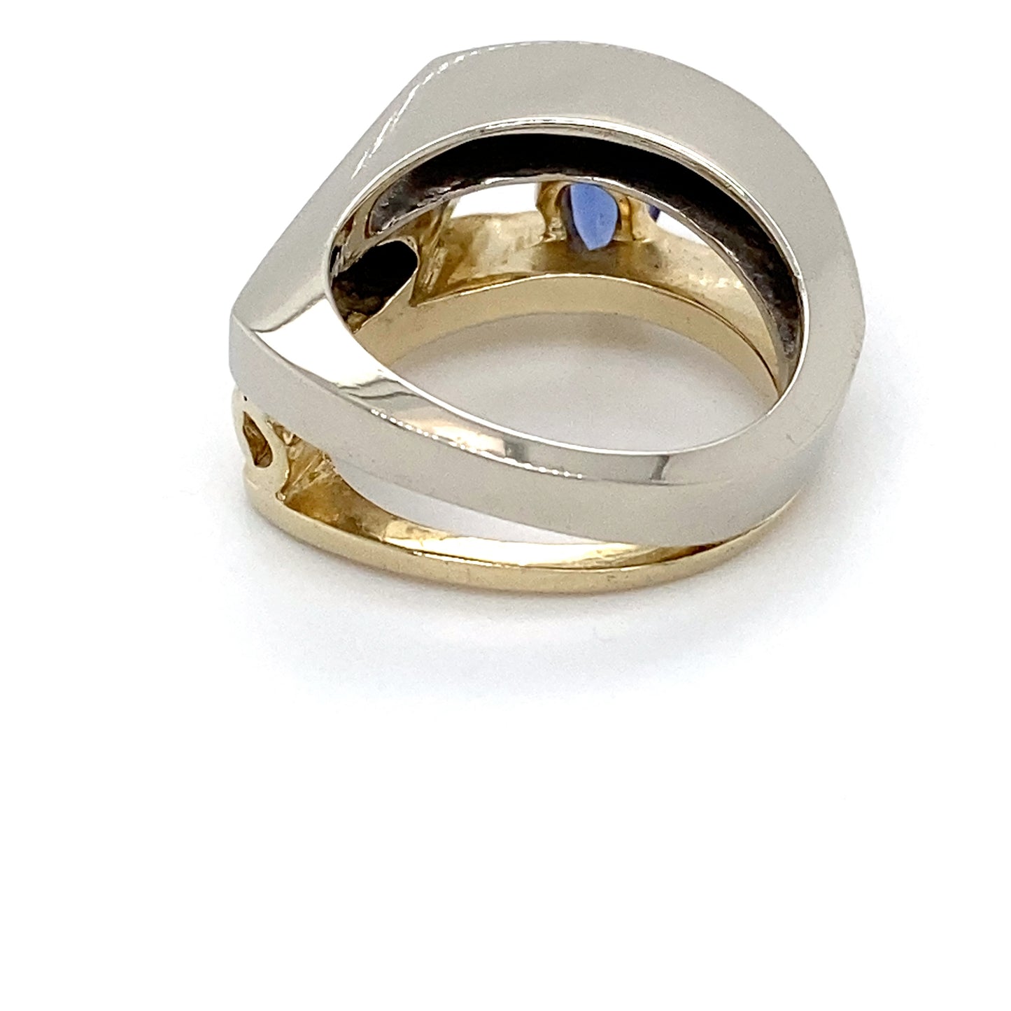 14K Two-Tone Gold Sapphire & Diamond Ring; 0.30CTW; Size 7; 8.6DWT