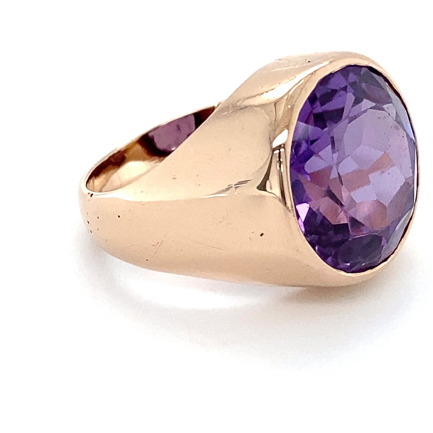 14K Yellow Gold Synthetic Sapphire Lady's Ring; 8.9DWT; Size 8