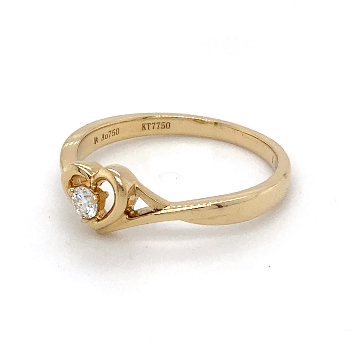 18K Yellow Gold Diamond Heart Ring; 0.08CTW; 1.9DWT; Size 7.5