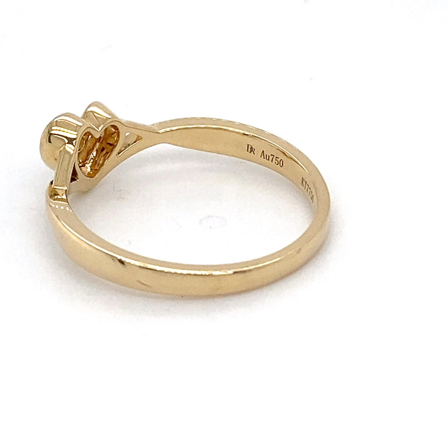 18K Yellow Gold Diamond Heart Ring; 0.08CTW; 1.9DWT; Size 7.5