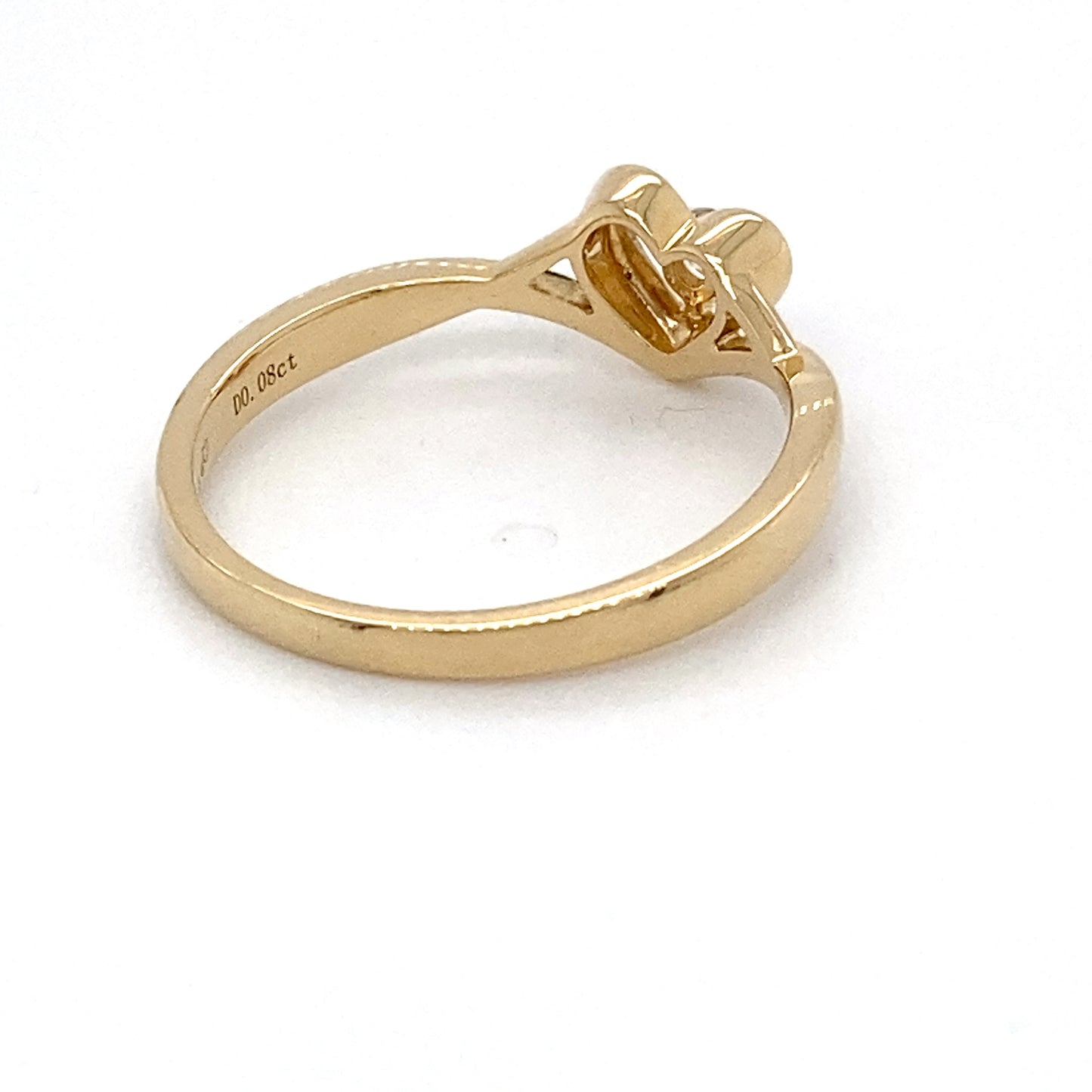 18K Yellow Gold Diamond Heart Ring; 0.08CTW; 1.9DWT; Size 7.5