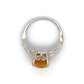 14K White Gold Citrine and Diamond Ring; 0.08CTW; Size 8; 3.9g