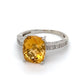 14K White Gold Citrine and Diamond Ring; 0.08CTW; Size 8; 3.9g