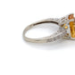 14K White Gold Citrine and Diamond Ring; 0.08CTW; Size 8; 3.9g