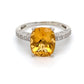 14K White Gold Citrine and Diamond Ring; 0.08CTW; Size 8; 3.9g