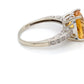 14K White Gold Citrine and Diamond Ring; 0.08CTW; Size 8; 3.9g