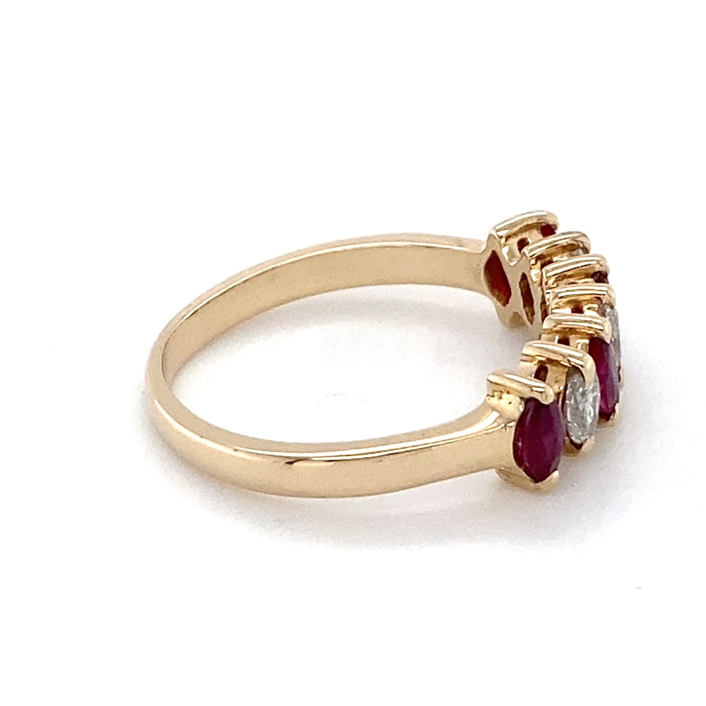 14K Yellow Gold Ruby & Diamond Ring; 0.25CTW; Size 5.5