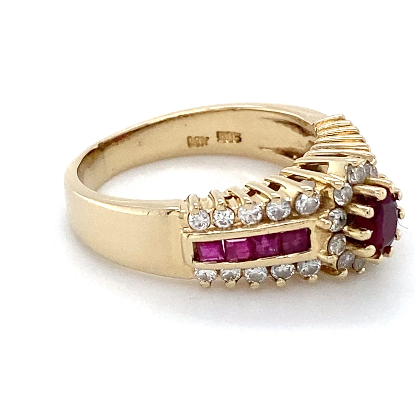 14K Yellow Gold Ruby & Diamond Ring; 0.33CTW; Size 7