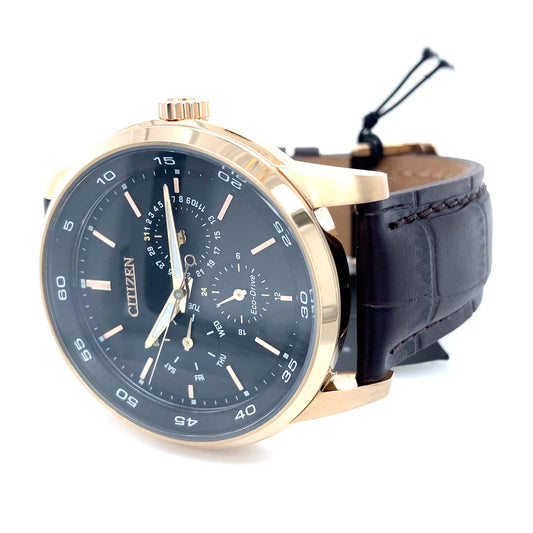 Citizen BU2013-08E: Corso Men's Eco-Drive Rose Gold Leather Band Watch