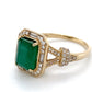 14K Yellow Gold Emerald & Diamond Ring; 0.34CTW; Size: 8