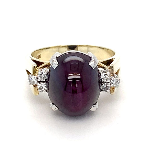 14K Yellow Gold Star Ruby & Diamond Ring; 4.3DWT; Size 6