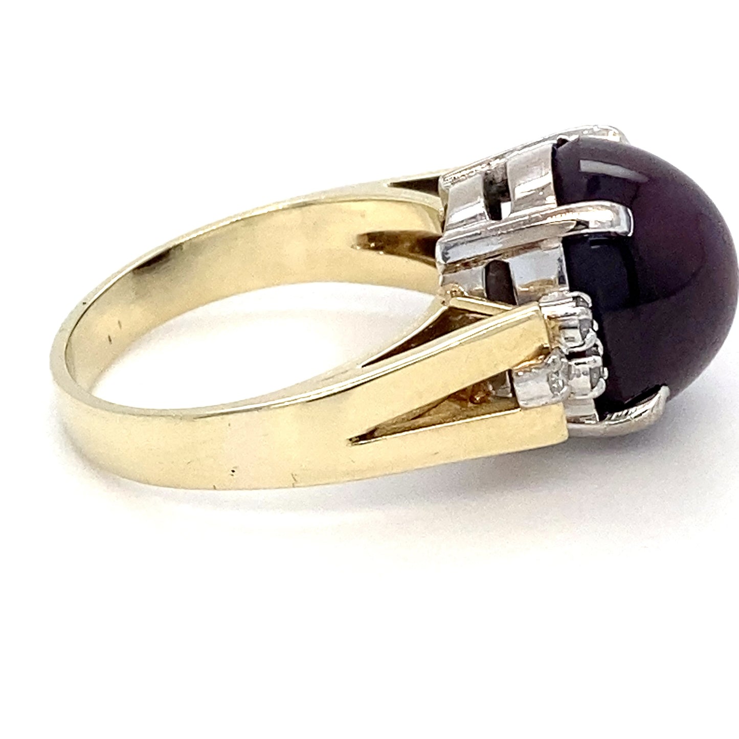 14K Yellow Gold Star Ruby & Diamond Ring; 4.3DWT; Size 6