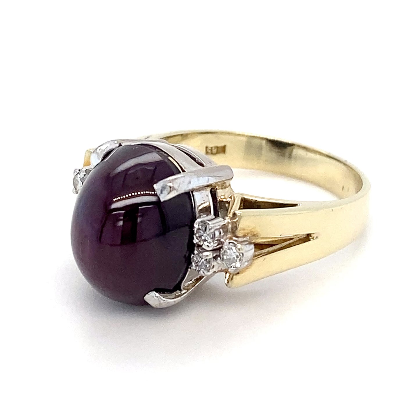 14K Yellow Gold Star Ruby & Diamond Ring; 4.3DWT; Size 6