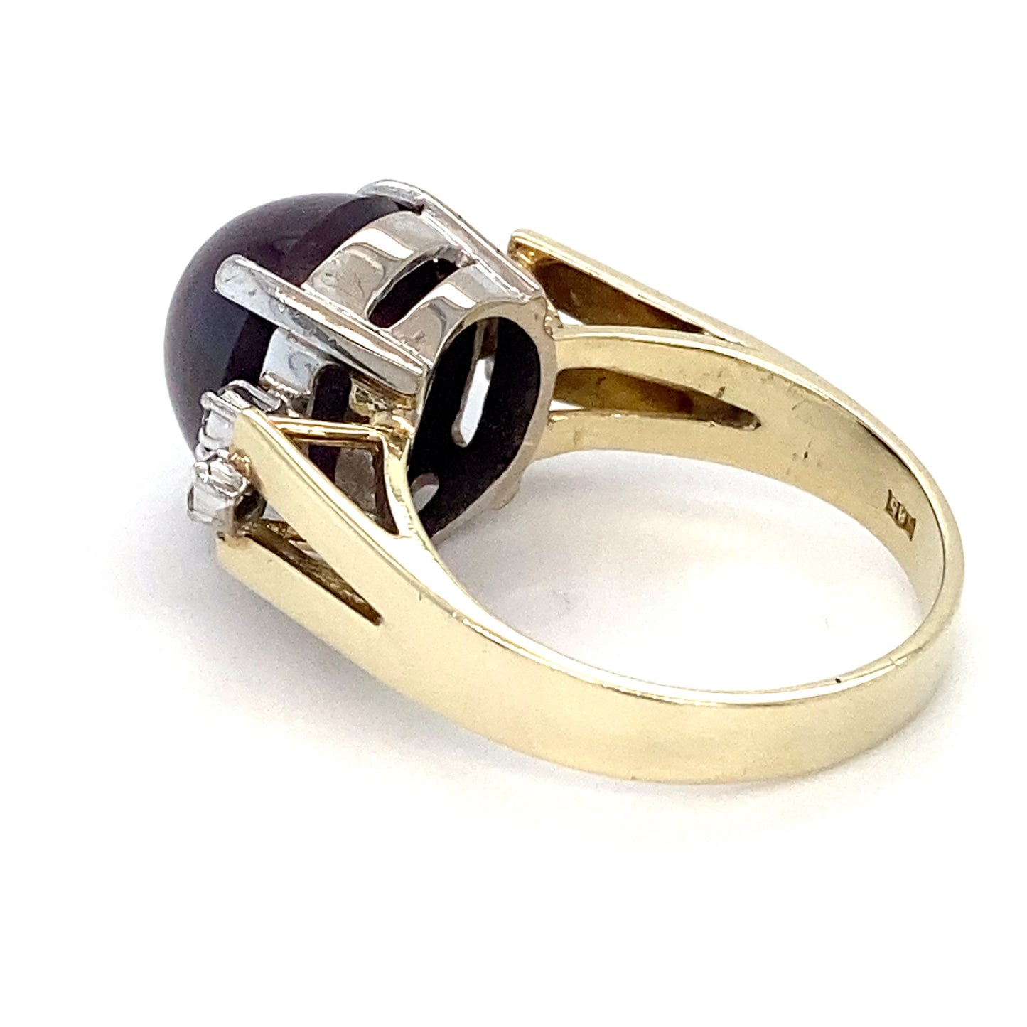14K Yellow Gold Star Ruby & Diamond Ring; 4.3DWT; Size 6