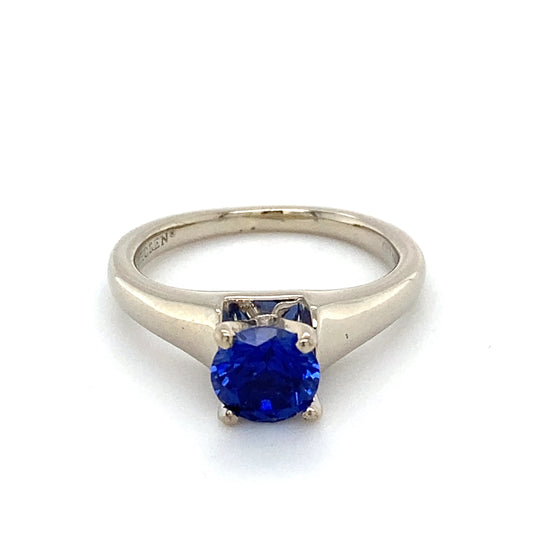 14K Yellow Gold Synthetic Sapphire Lady's Ring; 2.5DWT; Size 5