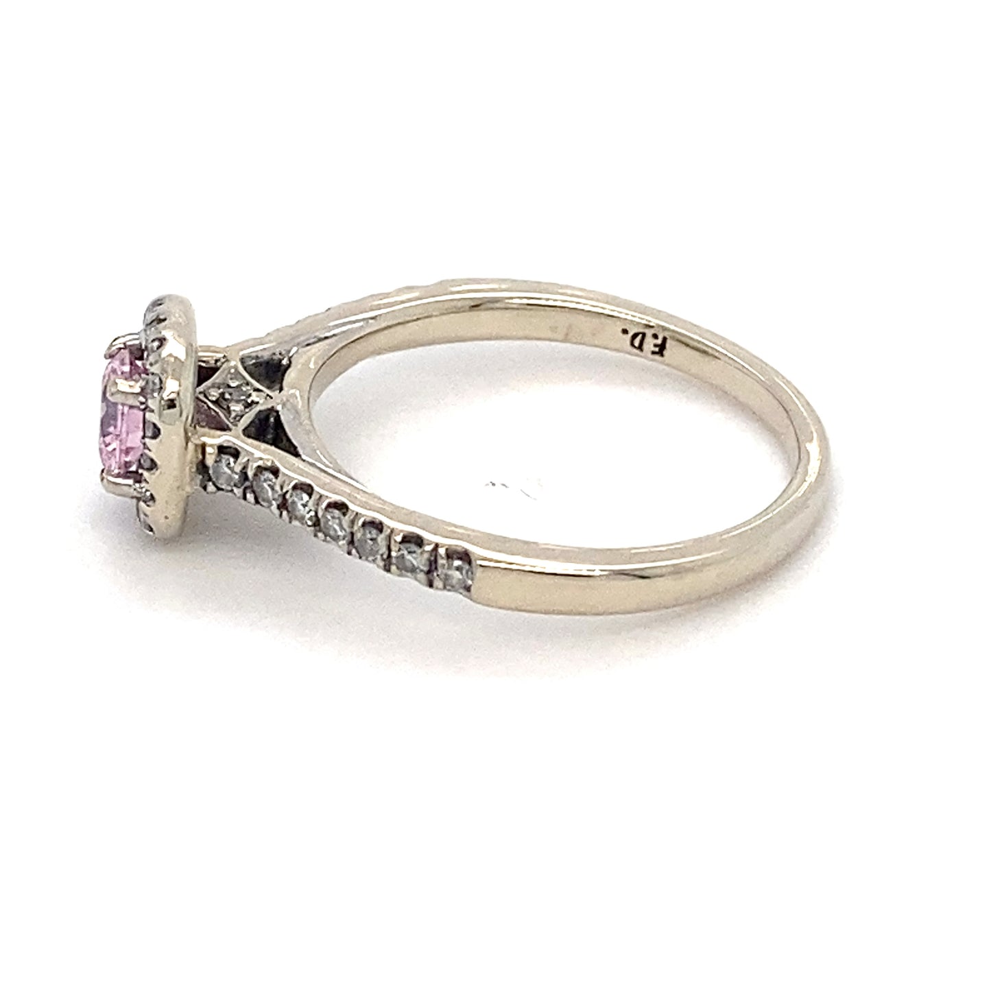 14K White Gold Diamond & Pink Tourmaline Ring; 1.5DWT; Size 4