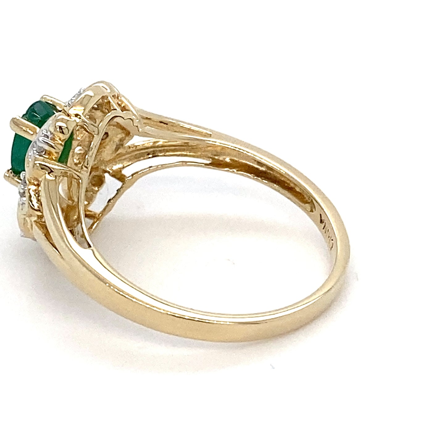 14K Yellow Gold Emerald & Diamonds Ring; 1.6DWT; 2.5g; Size 6