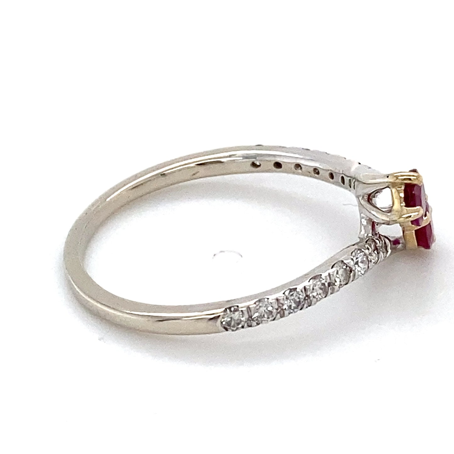 14K White Gold Diamond & Ruby Lady's Ring; 1.3DWT; Size 8