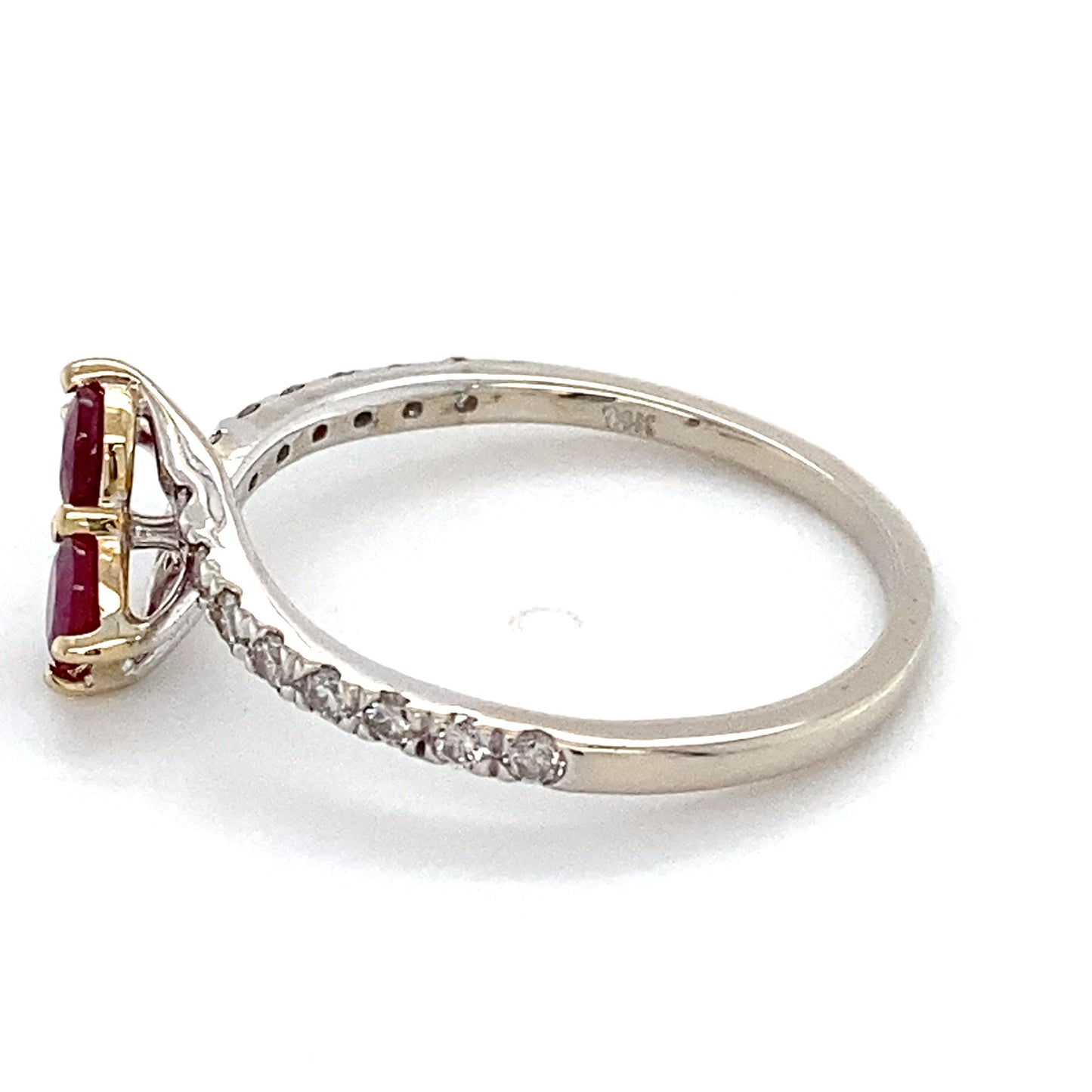 14K White Gold Diamond & Ruby Lady's Ring; 1.3DWT; Size 8