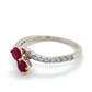 14K White Gold Diamond & Ruby Lady's Ring; 1.3DWT; Size 8