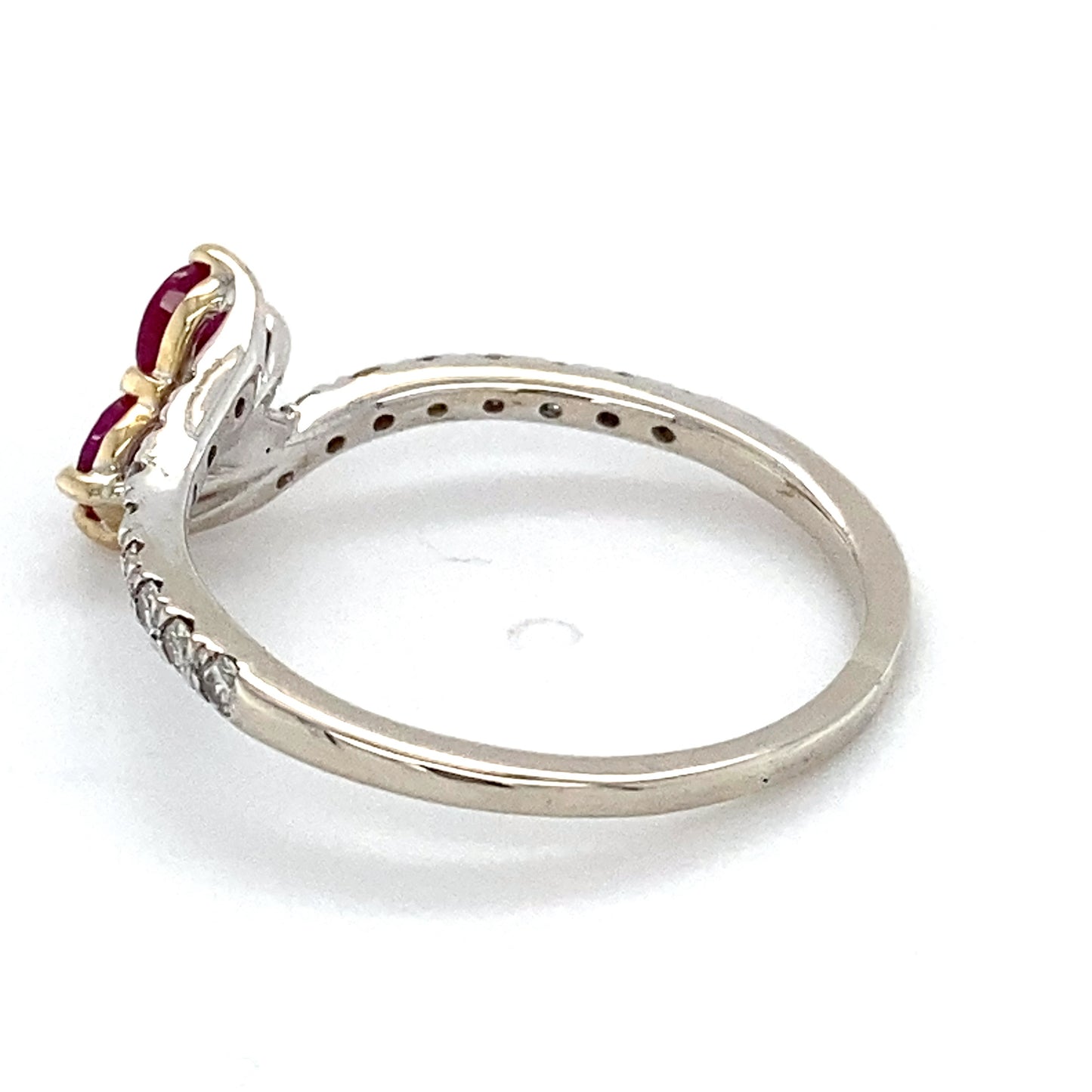 14K White Gold Diamond & Ruby Lady's Ring; 1.3DWT; Size 8