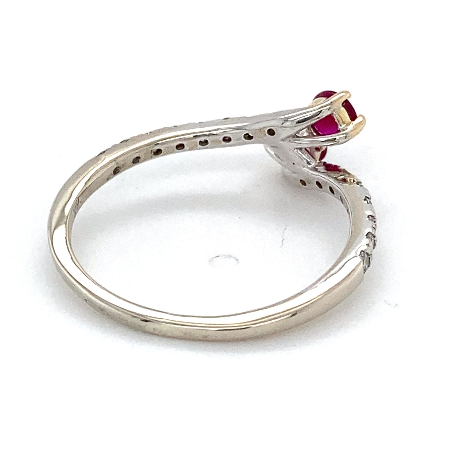 14K White Gold Diamond & Ruby Lady's Ring; 1.3DWT; Size 8