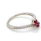 14K White Gold Diamond & Ruby Lady's Ring; 1.3DWT; Size 8