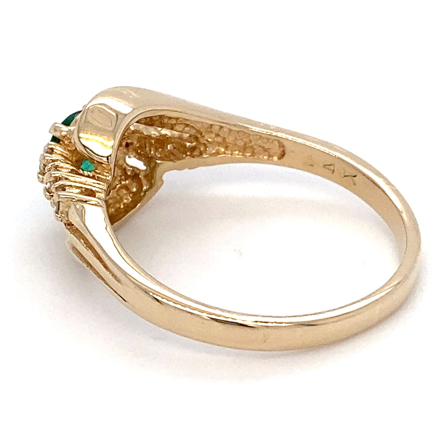 14K Yellow Gold Emerald & Diamonds Ring;  2.7DWT; 0.99 & 0.06CTW; Size 9.5