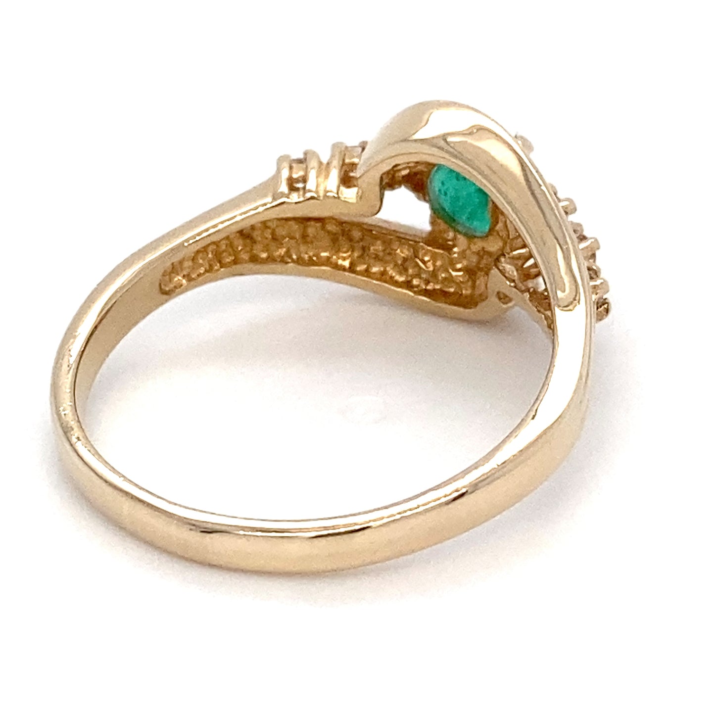 14K Yellow Gold Emerald & Diamonds Ring;  2.7DWT; 0.99 & 0.06CTW; Size 9.5