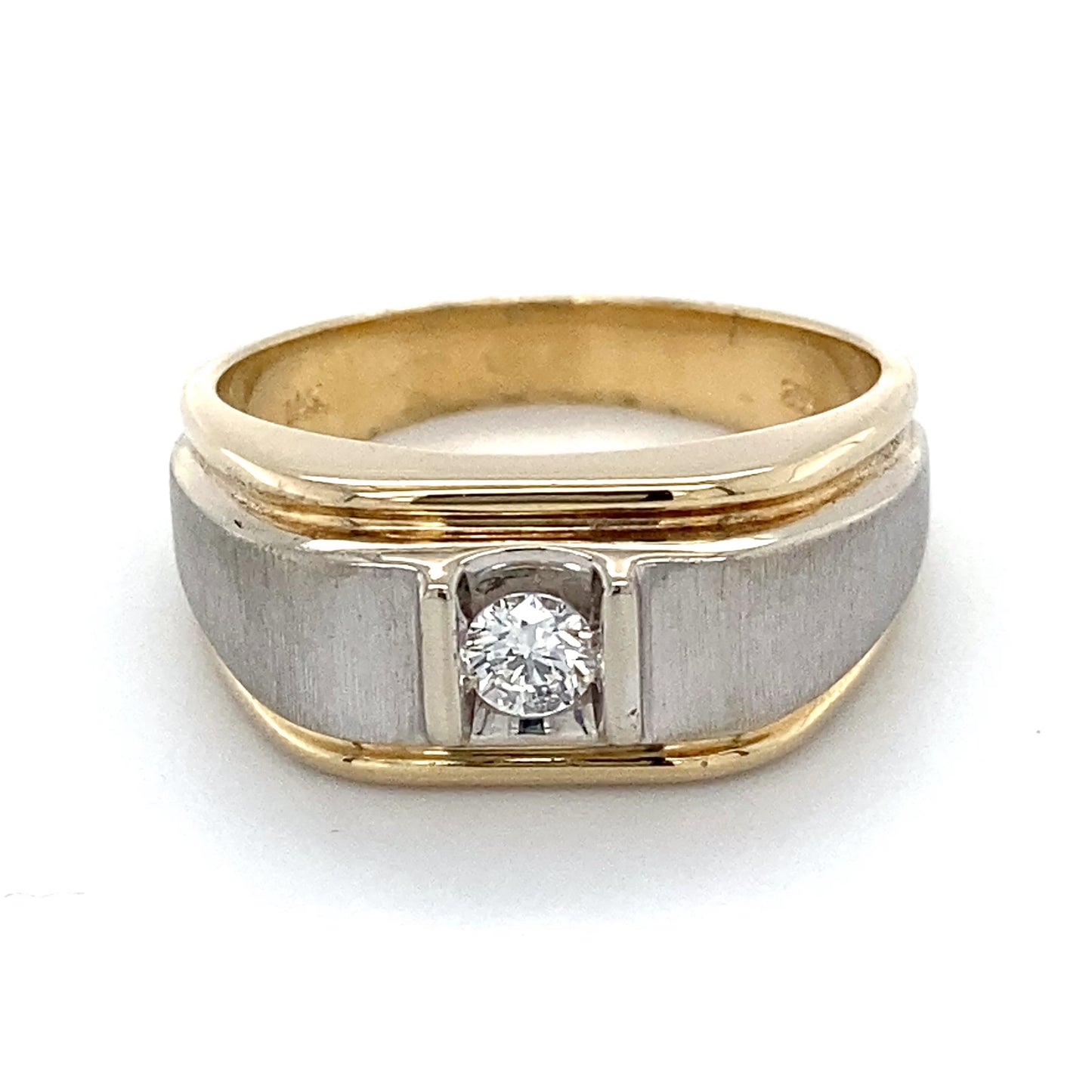 14K Yellow & White Gold Diamond Gentleman's Ring; 6.3DWT; Size 10.5