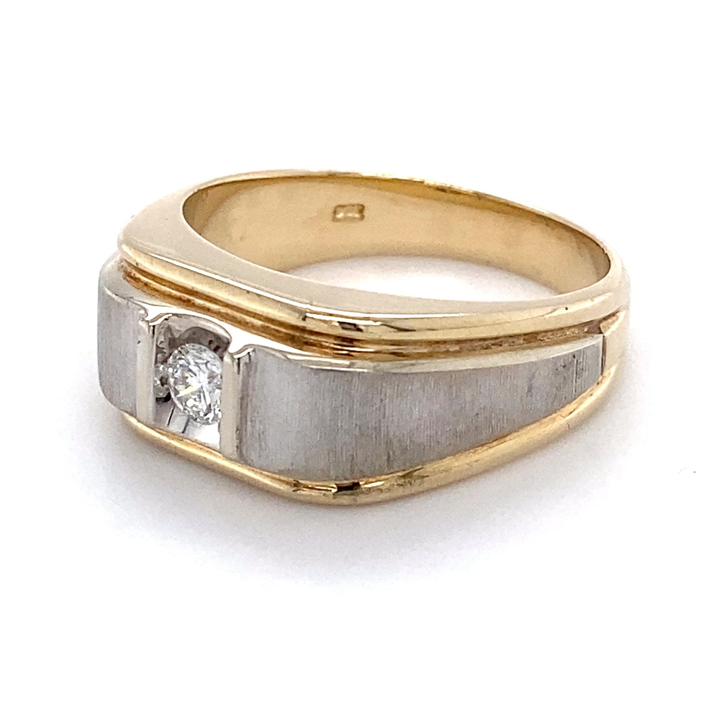 14K Yellow & White Gold Diamond Gentleman's Ring; 6.3DWT; Size 10.5