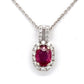14K White Gold Diamond & Ruby Pendant on 20" Chain Necklace