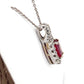 14K White Gold Diamond & Ruby Pendant on 20" Chain Necklace