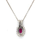 14K White Gold Diamond & Ruby Pendant on 20" Chain Necklace