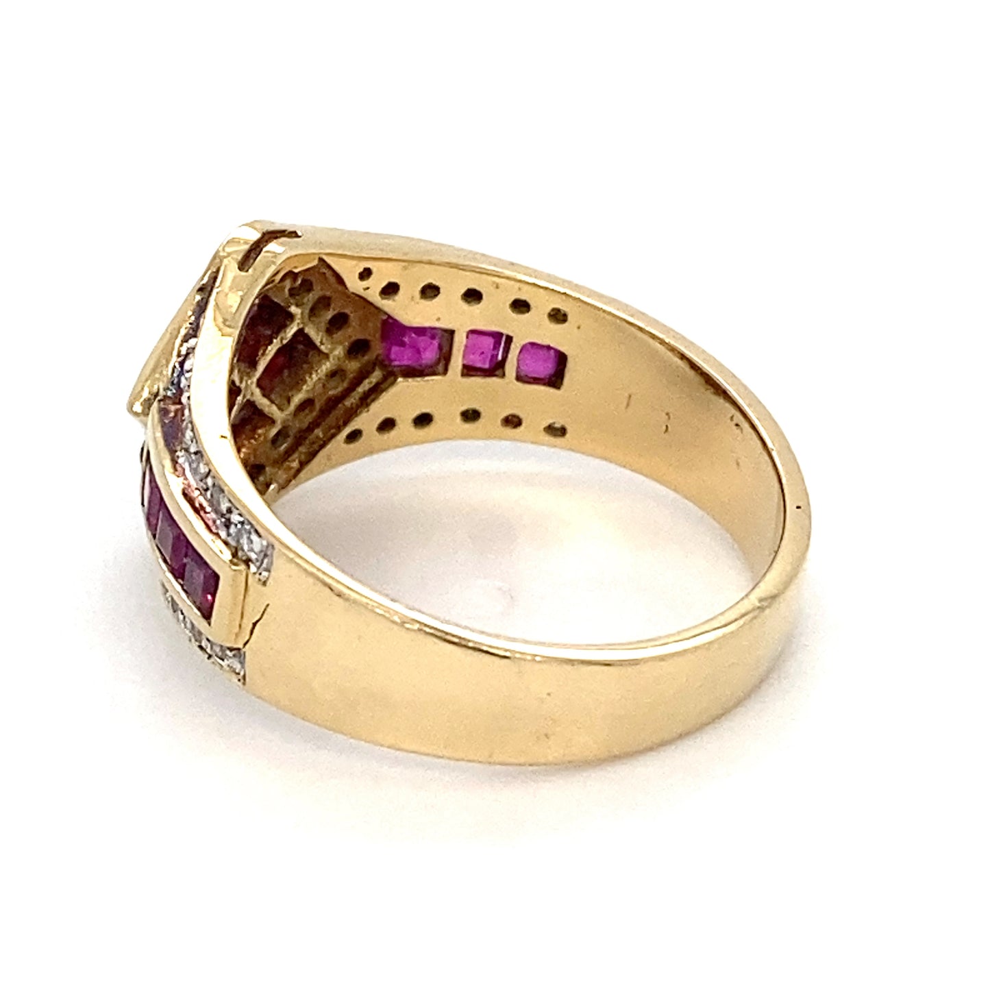 14K Yellow Gold Ruby & Diamond Ring; 3.0DWT; Size 6